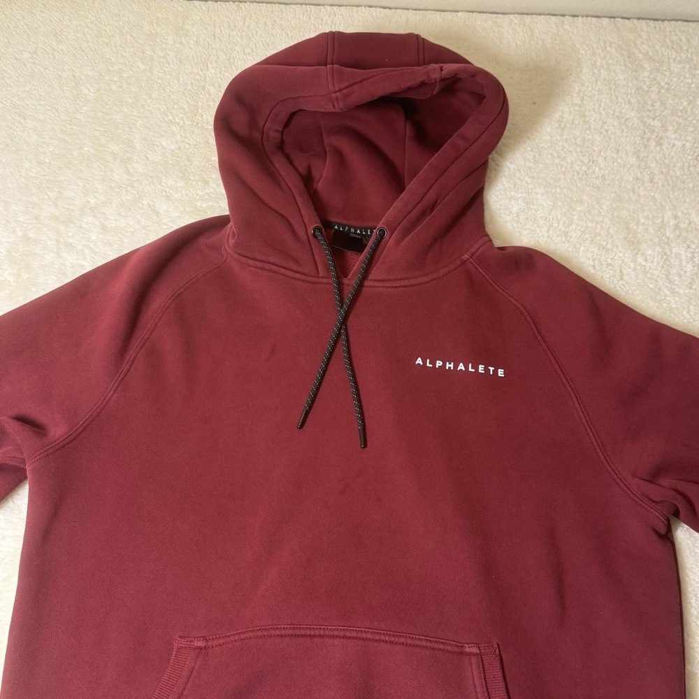 Alphalete Men's Medium Burgundy Pullover Hoodie Athletic‎ Gym Sweatshirt